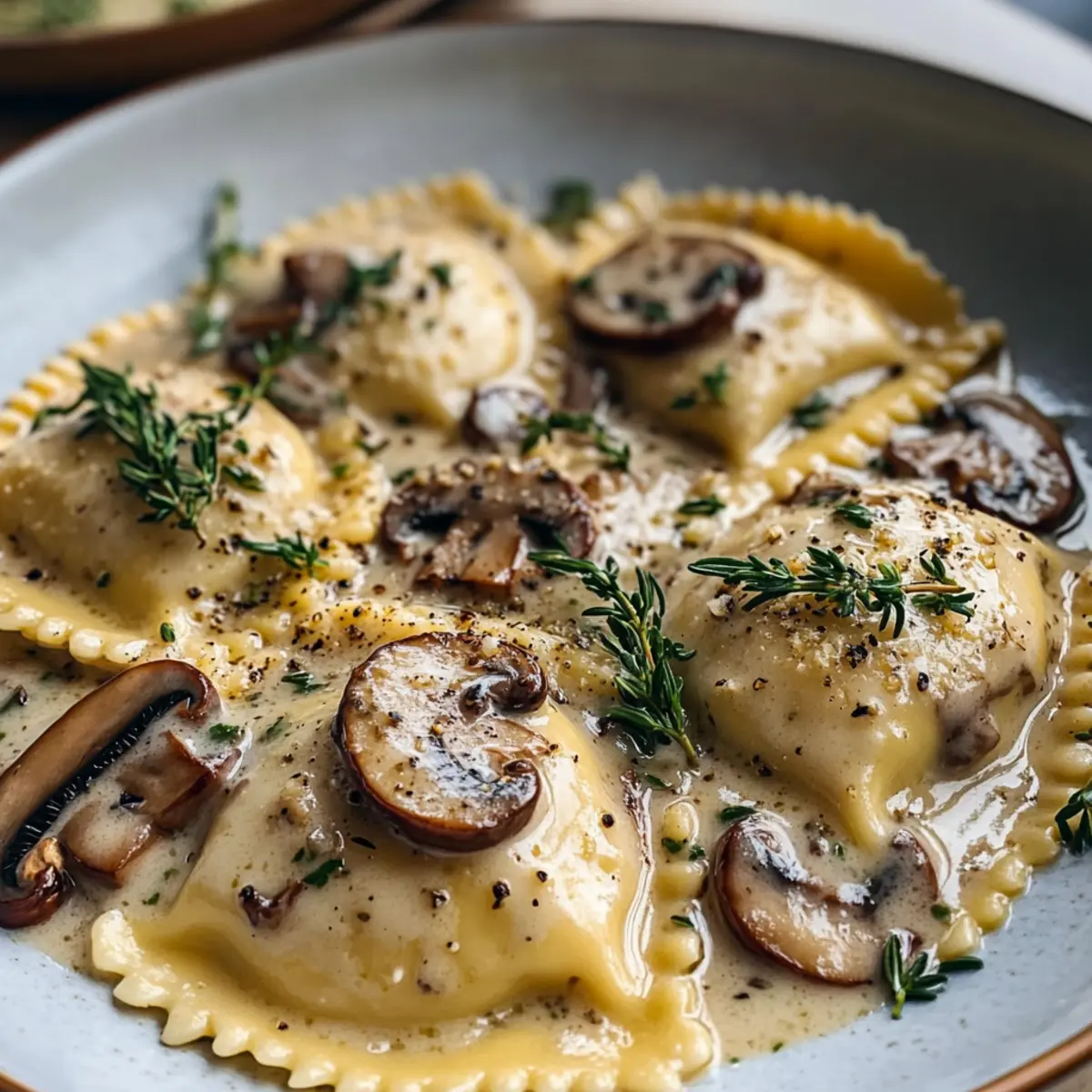 Pilzravioli mit cremiger Pilzsoße für Genießer